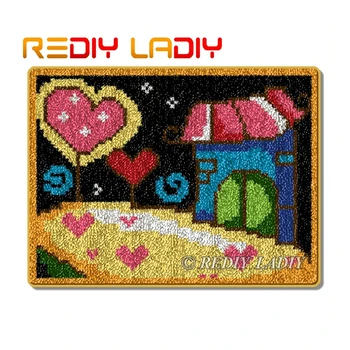 

Latch Hook Rug Kit Sweet Home with Love Crocheting Carpet Rug 100% Acrylic Yarn Cushion Mat DIY Carpet Rug Crochet Art & Crafts