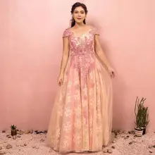 Платье трапециевидной формы с v-образным вырезом, плюс размер, Тюлевое кружевное вечернее платье, Сказочная Кружевная аппликация украшенная бисером, длина до пола, платье на шнуровке, рукава-крылышки