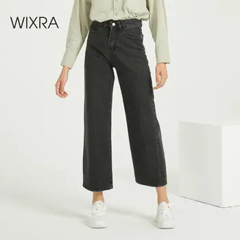 

Wixra Loose Wide Leg Jeans Pants Pockets High Waist Stylish Basic Denim Trousers Spring Autumn Women's Clothing