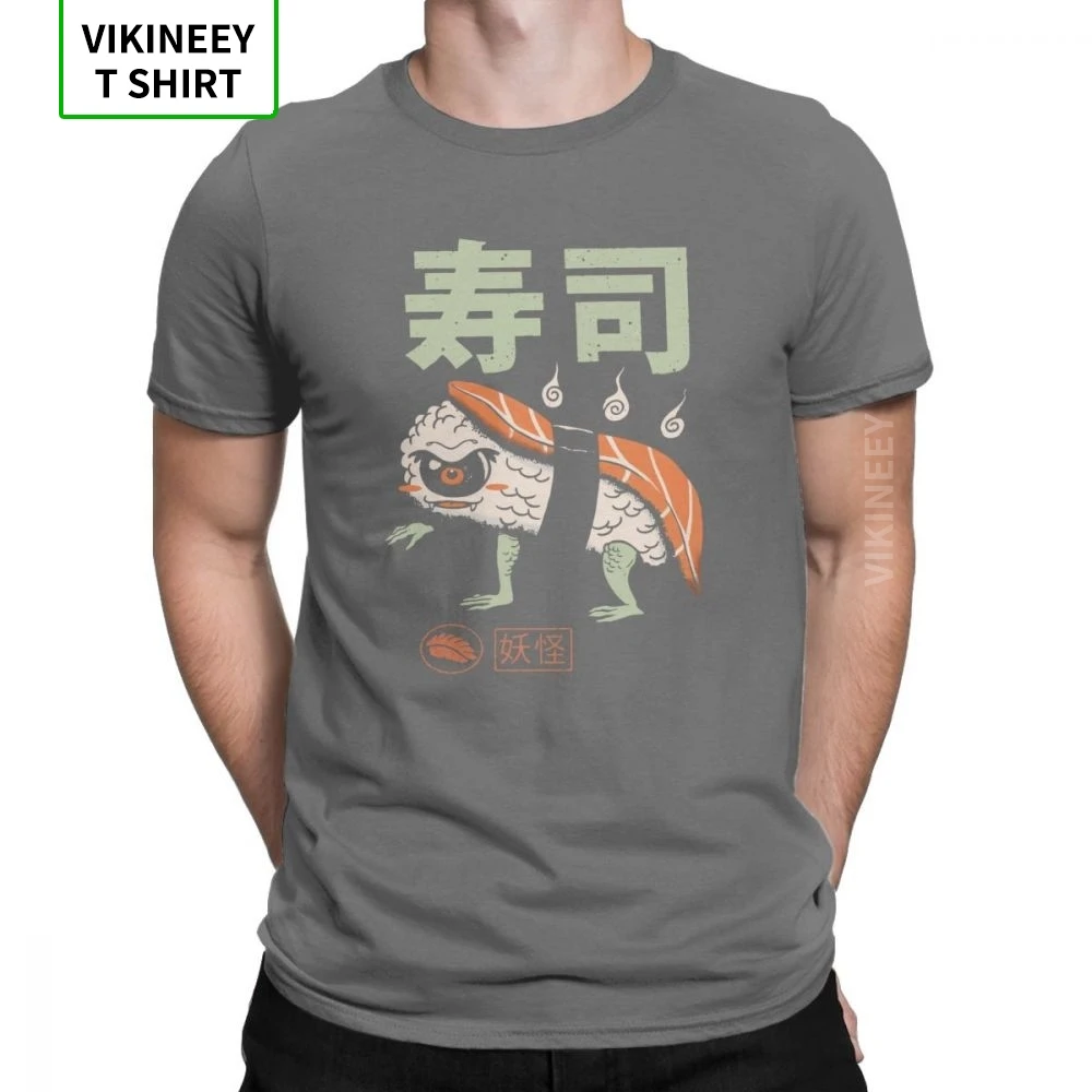 

Men's T-Shirts Yokai Sushi Novelty 100% Cotton Tees Short Sleeve Food Monster Spirit Japanese T Shirt Clothes Plus Size