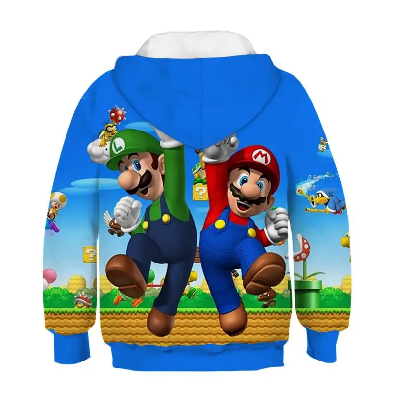 Ведущая игра Super Mario Bros. Толстовка с капюшоном с 3d принтом для мальчиков и девочек; модная Забавная детская толстовка с изображением Луиджи Марио
