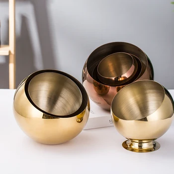 

Metal Desktop Trash Can with Base Luxury Golden Fruit Snack Storage Box Office Tea Storage Box Stainless Steel Ashtray Ornaments