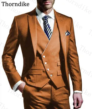 

Thorndike Custom Made Man Suit 3 Pieces Groom Tuxedos Solid Slim Mens Wedding Prom Dinner Party Suits Blazer Pant Masculino 2020