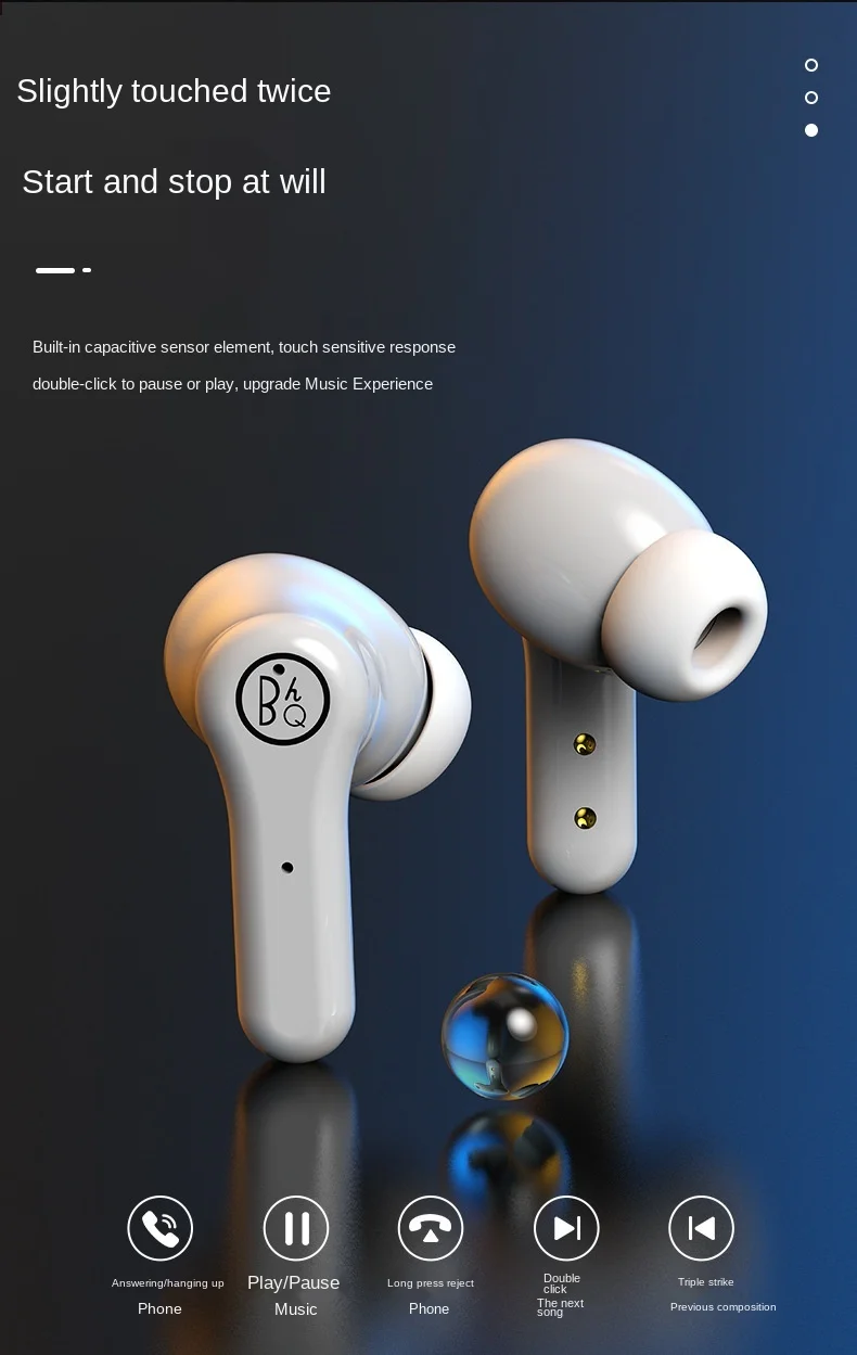 Free shipping Touch Master slave switch Wireless bluetooth headset Intelligent noise reduction Portable charging box waterproof