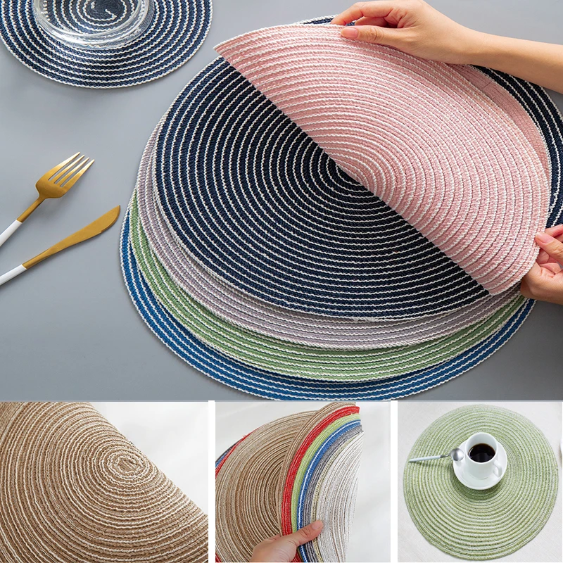 

Coaster Table Mat Round PVC Placemat Kitchen Dining Table Mats Steak Pad Anti Slip Heat Resistant Placemats Home Decor