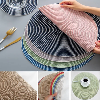 

Coaster Table Mat Round PVC Placemat Kitchen Dining Table Mats Steak Pad Anti Slip Heat Resistant Placemats Home Decor