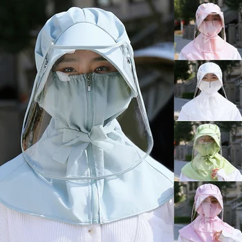 

1PC Parent-child Caps+Protective Clear Mask Saliva-proof Dust-proof Sun Visor Hats Removable Safety Full Face Shield Cover
