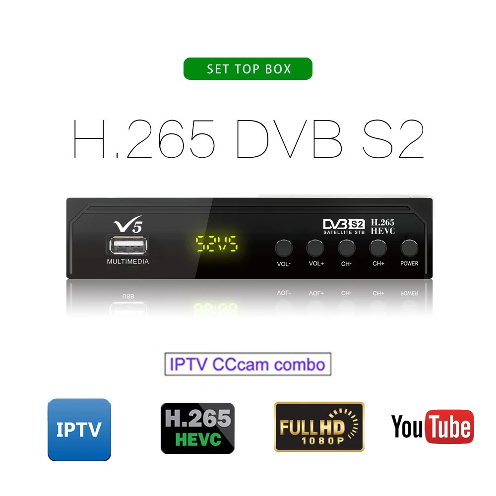 HDTV V5 Цифровой H.265 DVB S2 спутниковый приемник с поддержкой IPTV IKS Cccam приемник Full HD 1080P Dolby AC3 EPG USB wifi приемник