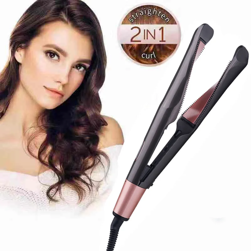 IRUI Professional 2 in 1 hair curler and straightener in one Twist curling iron barber salon flat irons styler Tourmaline cerami