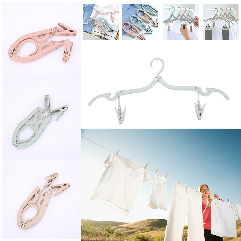 Portable Folding Clothes Hanger Clip Holiday Outdoor Travel Clothes Hanger