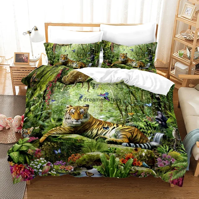 Compra online de 3D para baixo colcha conjunto de cama neve tigre