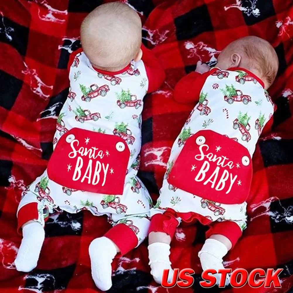 Focusnorm/милый комбинезон с длинными рукавами и принтом Санта-Клауса для новорожденных мальчиков и девочек 0-24 месяцев; нарядная одежда