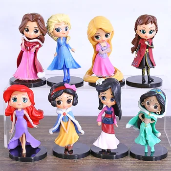 

Princess Rapunzel Elsa Anna Jasmine Mulan Belle Snow White Ariel PVC Figure Dolls Toys Gift for Girls 8pcs/set