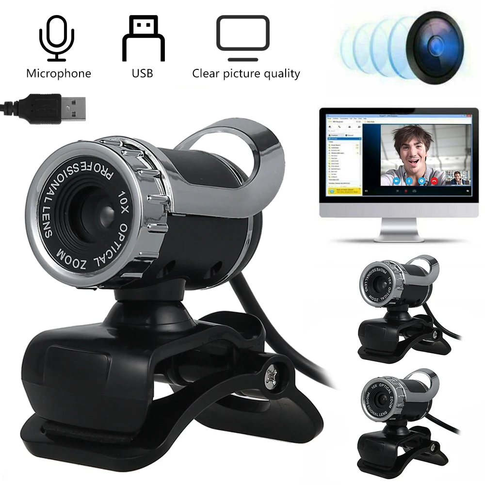 

HD Webcam Mini Computer PC WebCamera with Microphone with Microphone for Live Broadcast Video Calling Conference Work 640x480