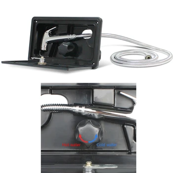 

RV Shower Box Kit with Lock-Includes Shower Faucet Shower Hose Shower Wand for Boat Marine Camper Motorhome Caravan