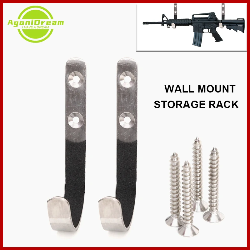 

1 Pair Rifle Hunting Accessories Wall Mount Storage Rack J Shape Stainless Steel Anti-Scratch Hooks Hangers Holder New GA43