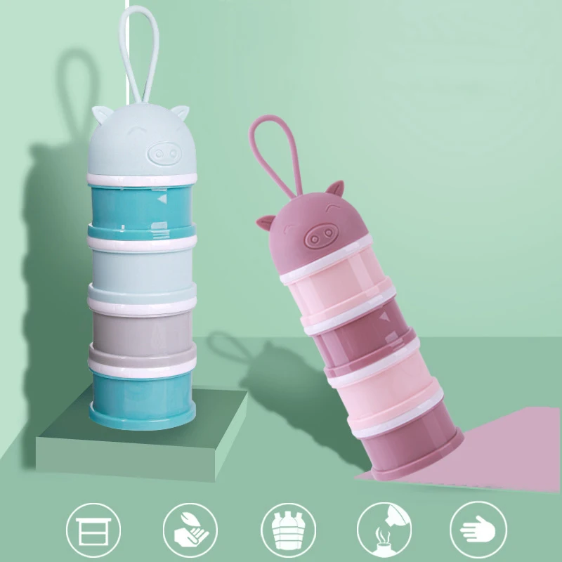 4-слойный мультяшный портативный контейнер для новорожденных еды порошка молока