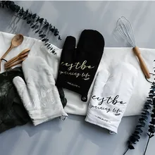 Прихватки для духовки в скандинавском стиле, хлопковые кухонные перчатки для приготовления пищи, перчатки для микроволновой печи, термостойкие Нескользящие Прихватки для барбекю, перчатки для выпечки