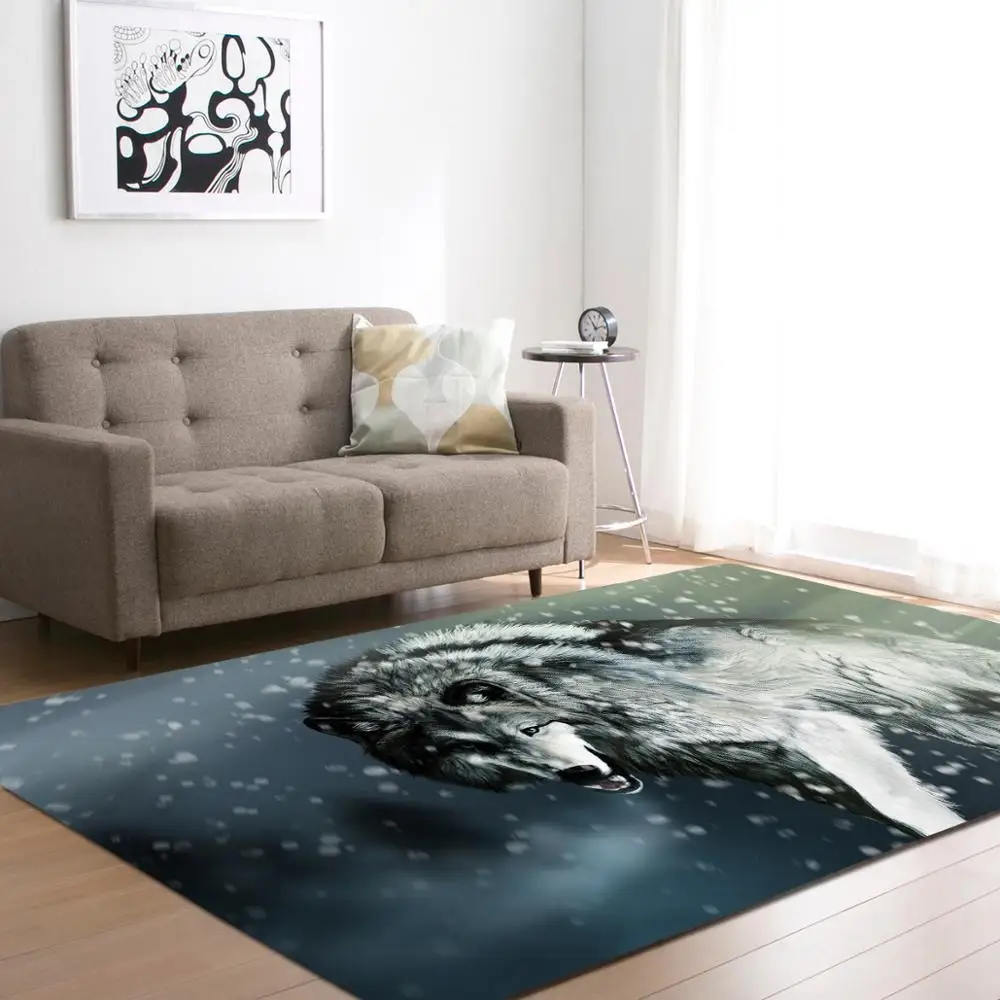 3D Printed Wolf Carpets Modern Outdoor Floor Rugs Home Decor for Living Room Bedding Room Hallway Large Rectangle Area Yoga Mats - Цвет: 02