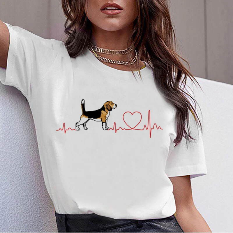 Summer cotton cooler Border Collie cartoon print female T-shirt Harajuku street top for womens T-shirt