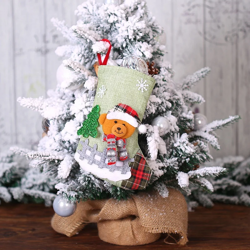 Набор рождественских носков с изображением Санта Клауса, лося, конфет, Подарочный мешок, рождественская елка, подвесное украшение, ювелирные изделия с подвеской