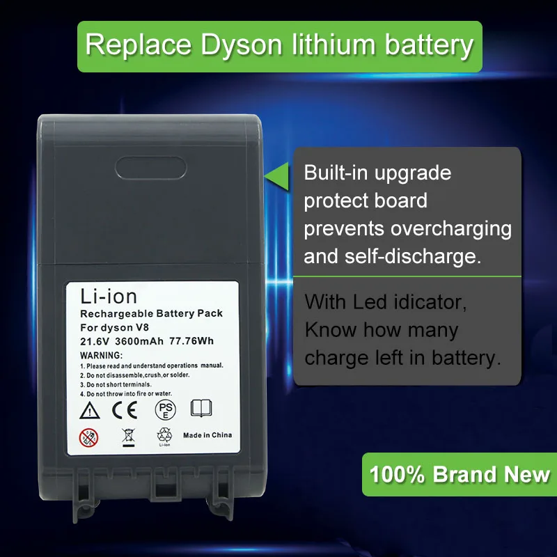 21,6 в 3600 мАч литий-ионная аккумуляторная батарея для Dyson V8 абсолютный Dyson V8 Animal Dyson V8 Fluffy V8 SV10 батареи для пылесоса