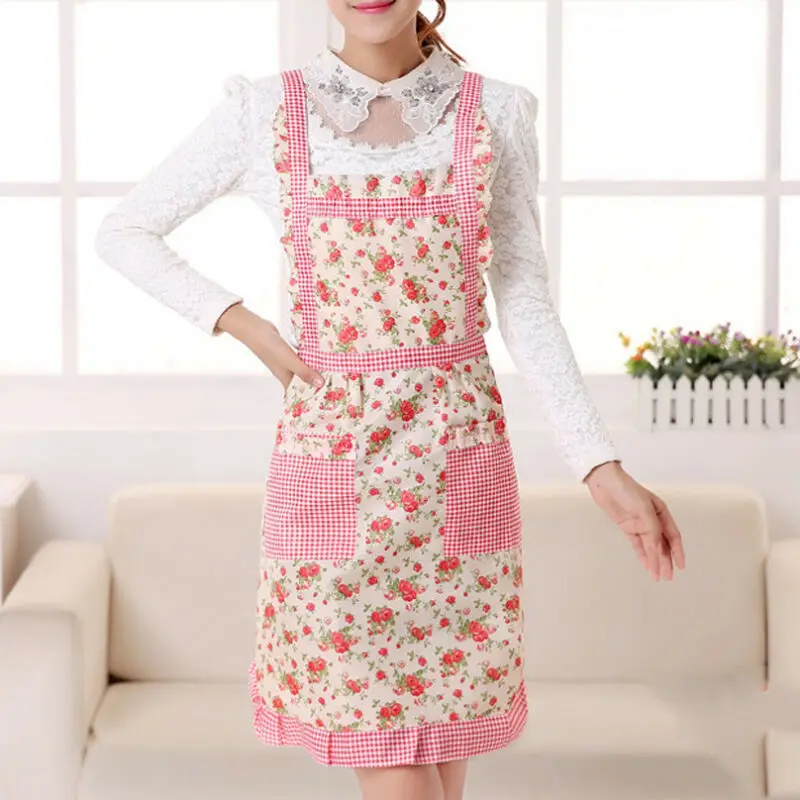 Women Cooking Chef Kitchen Home Restaurant Bib Aprons Adjustable Dress With Pocket