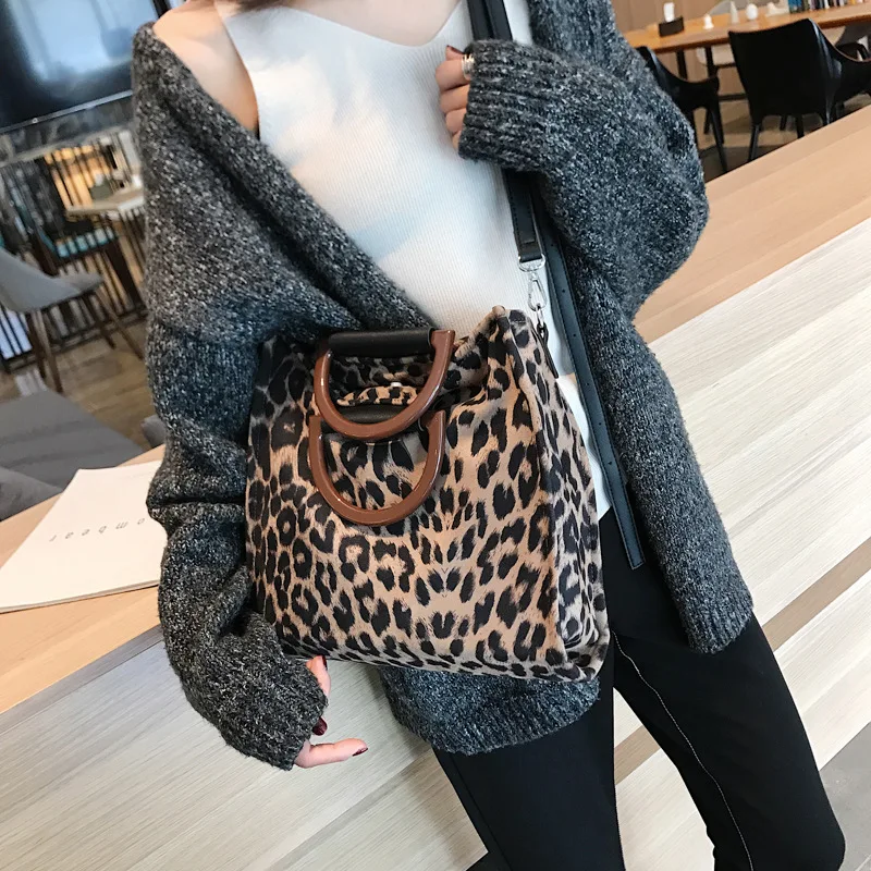 S. IKRR модная леопардовая Женская сумка Роскошные сумки женские сумки дизайнерские с ручкой из искусственной замши женская сумка через плечо кошелек новинка