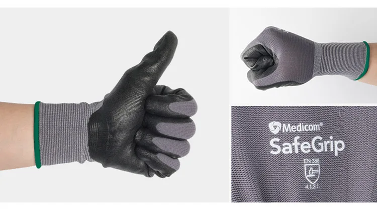 Перчатки с защитой от ножей, перчатки с нитриловым покрытием, защитные рабочие перчатки, дышащие серые, 1 пара