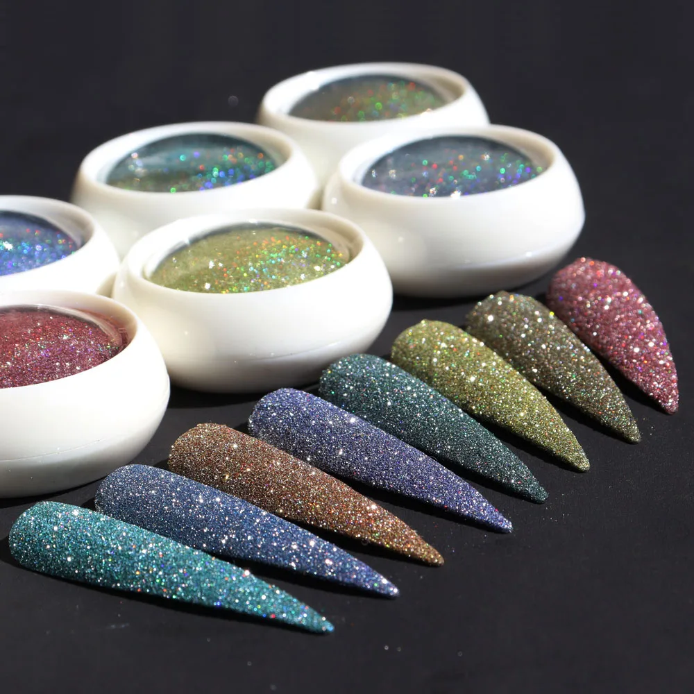 

1 Jar Reflective Super-Shiny Nail Glitter Powder Dust Glow In The Dark Bar Disco Sparkly Pigment Laser Fluorescent Powder Tr#086