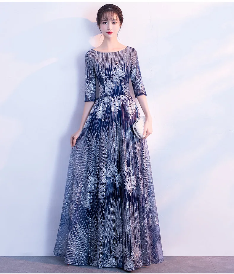 DEERVEADO Robe De Soiree полурукав вечернее платье длинное официальное вечернее платье для вечеринок DS502