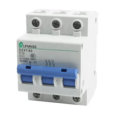 

DZ47-63 3 Pole 6000A Overload Protection Circuit Breaker 10A AC 400V