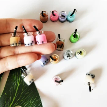 

10pcs Small Pearl Milk Tea Resin Charms Kawaii Drink Bottle Pendants Earrings Finding Handmade DIY Jewelry Accessories FX102