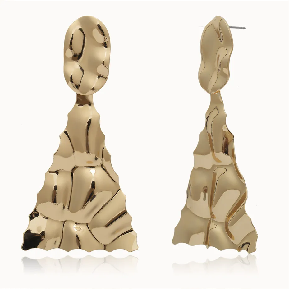 Gold Color Новое модное, в форме змеи, висячие серьги для женщин, массивные индийские европейские панк большие геометрические серьги с подвеской-треугольником, подарки - Окраска металла: Gold Color