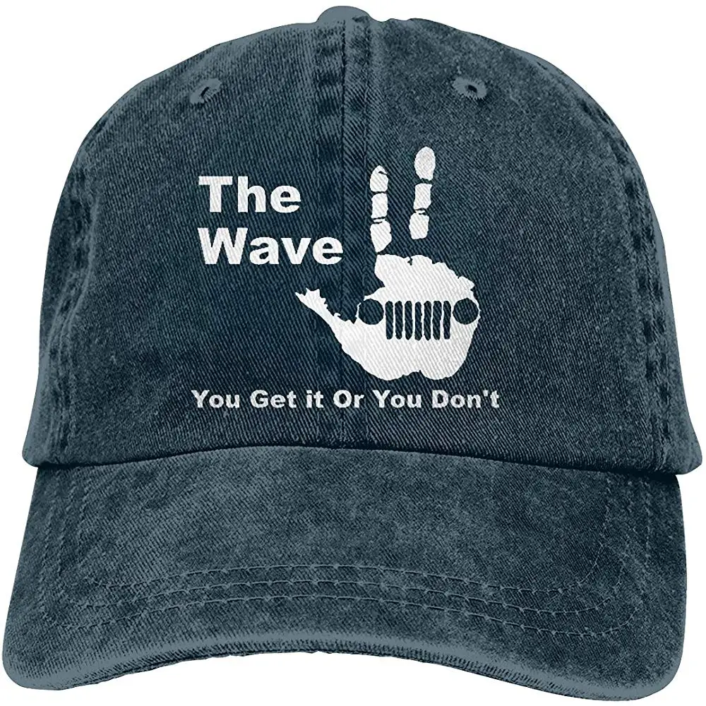 Унисекс Взрослых Винтаж Мыть Бейсболка Регулируемая папа шляпа-волна черный
