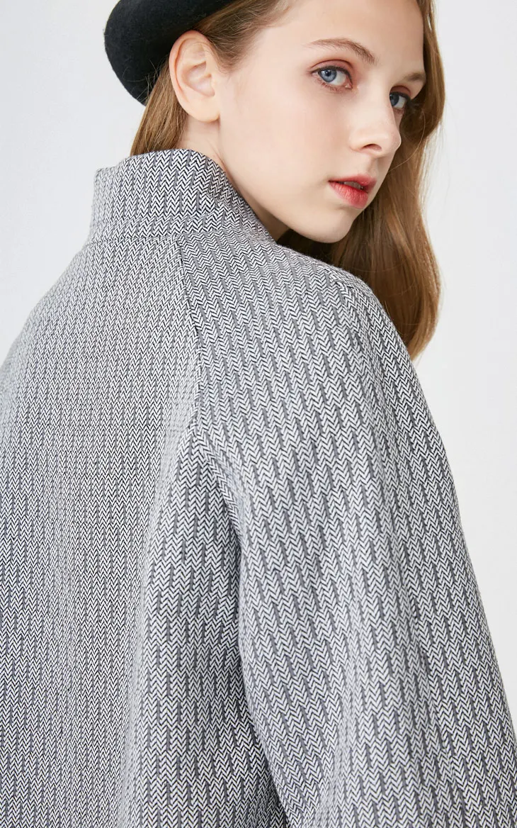 SELECTED Women Loose Fit Mid-length Herringbone Overcoat Coat| 419127507