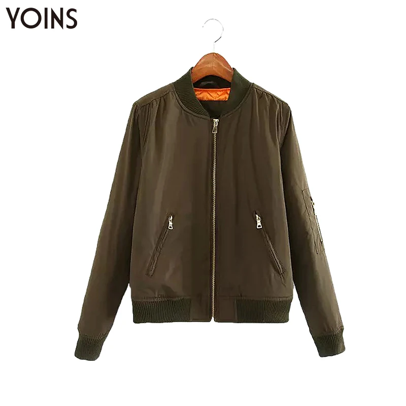 

YONIS 2019 Autumn Winter Spring Women Jackets Round Neck Long Sleeves Zipper Side Pocket Loose Outerwear Casual Streetwear Black