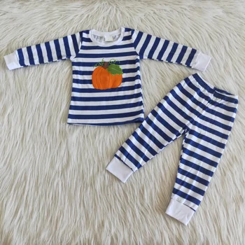 

2020 Winter Toddler Girl Clothes Baby Girls' Pajamas Pumpkin Sleeve & Striped Bell Bottom Baby Girl Clothes Kids Boy Pajamas