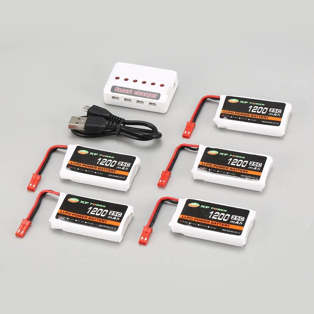 5 шт. XF Power 3 7 V 1200mAh 25C Lipo Battery JST Plug с 6 портовым USB зарядным устройством для Syma X5HC X5HW