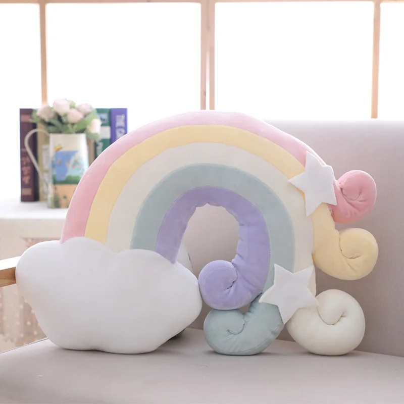 New Arrival Stuffed Toys Star Moon Cushion Home Sofa Decoration Nordic Style Rainbow Cuddle Plush Pillows Toy Girls Gifts