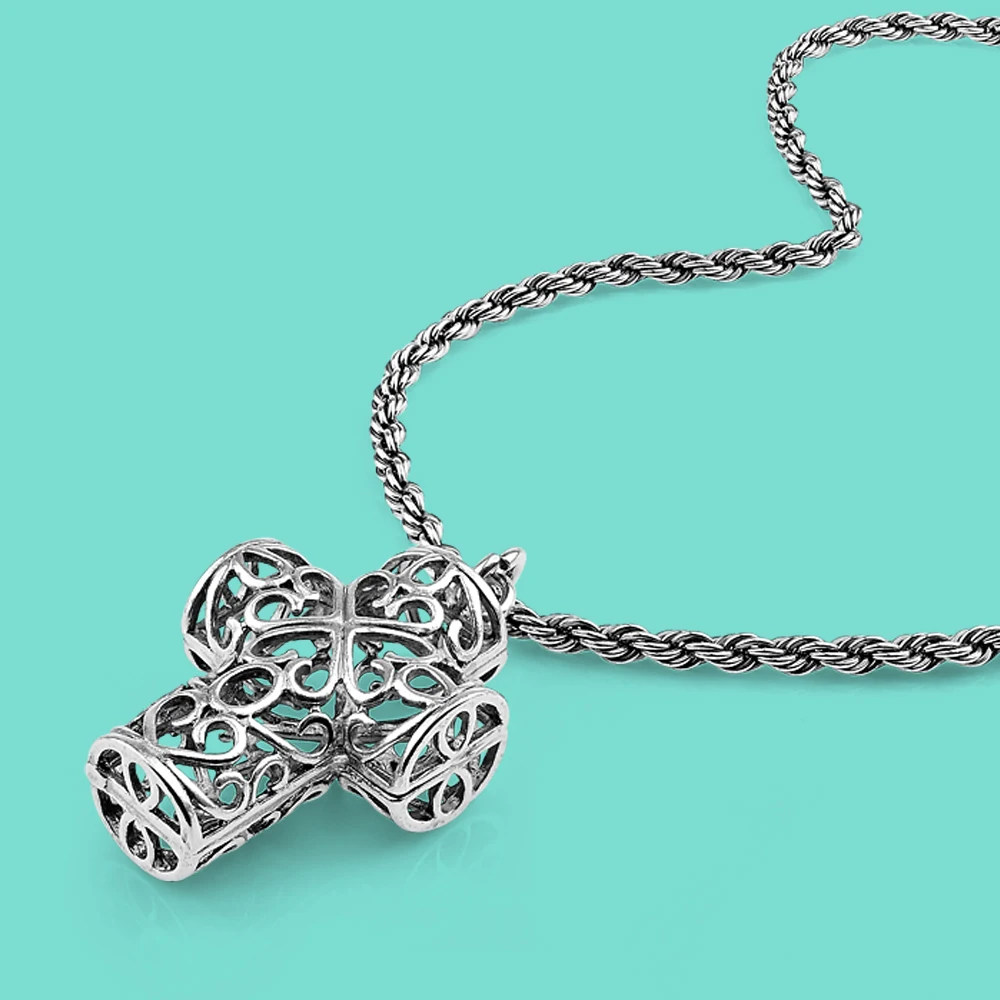 

Винтажные мужские 925 Стерлинговое серебро подвеска в виде полого Креста, ожерелье "Звездная Пыль" Религия ювелирных изделий из серебра сингапурский витой цепи окружности головы 56-61 см