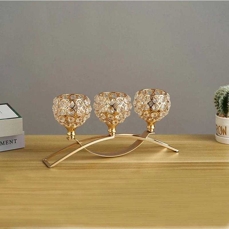 Crystal Candle Holders 3 Arms Table Candelabras,Buffet