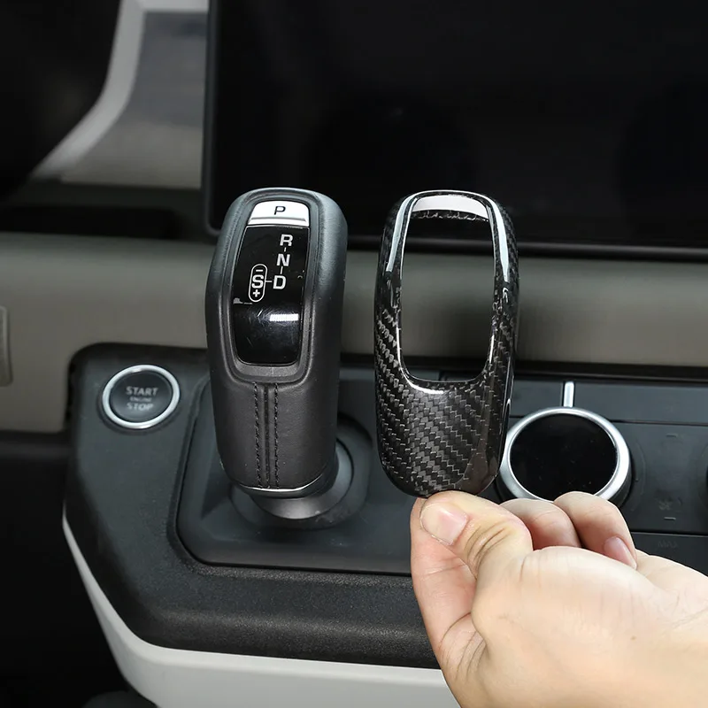 

For 2020-2021 Land Rover Defender 90 110 Real Carbon Fiber Shift Head Protective Cover Decorative Stickers Interior Accessories