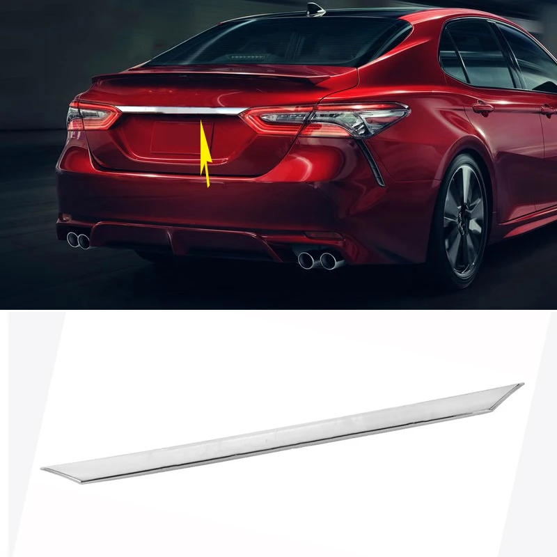 Us 69 99 For Toyota Camry 2018 2019 Luxury Carbon Fiber Abs Chrome License Bar Trunk Tail Door Cover Trim Car Styling Accessories In Chromium