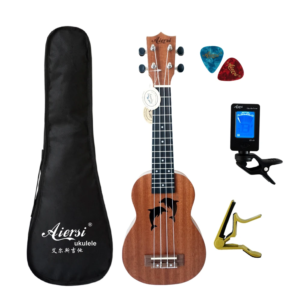 2019 Новый цветная коробка, пакет Aiersi бренд 21 дюймов красное дерево сопрано Гавайские гитары укулеле высокое качество Ukelele