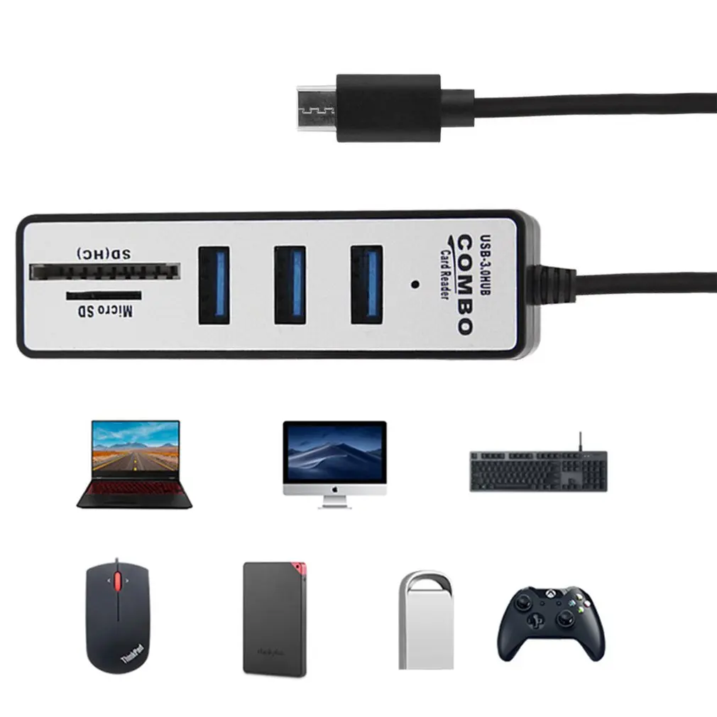 USB-C концентратор type C к USB 3,0 адаптер SD/Micro SD/TF кард-ридер умная память Многофункциональный USB кард-ридер