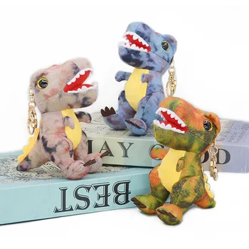 

14CM Small Dinosaur Pendant Keyring Plush Toy Camouflage Tyrannosaurus Rex Keychain Stuffed Toys Claw Machine Toy Keychains