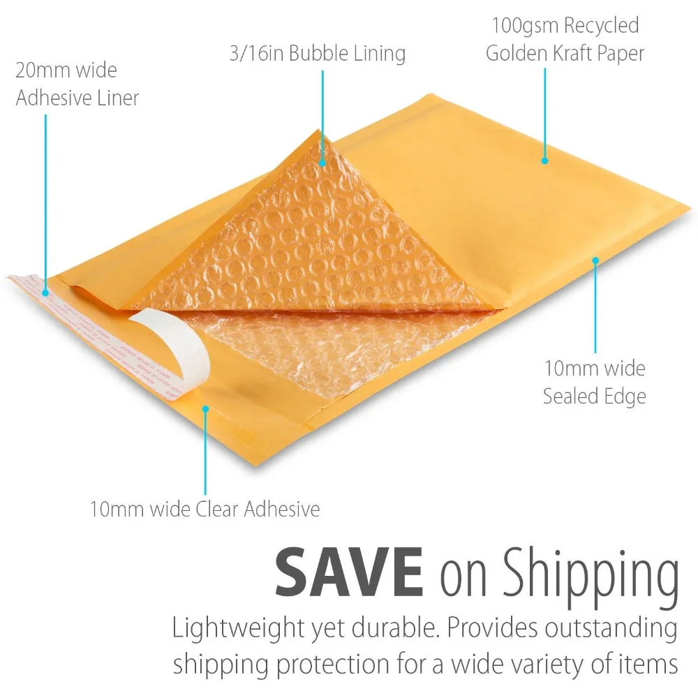 Courier bag 50PCS/15 sizes Kraft Bubble Envelopes Paper Packaging Bags Padded Mailers Shipping Package bubble Envelope Courier Storage Bags kraft paper envelopes mailing envelopes mailing bags express bag