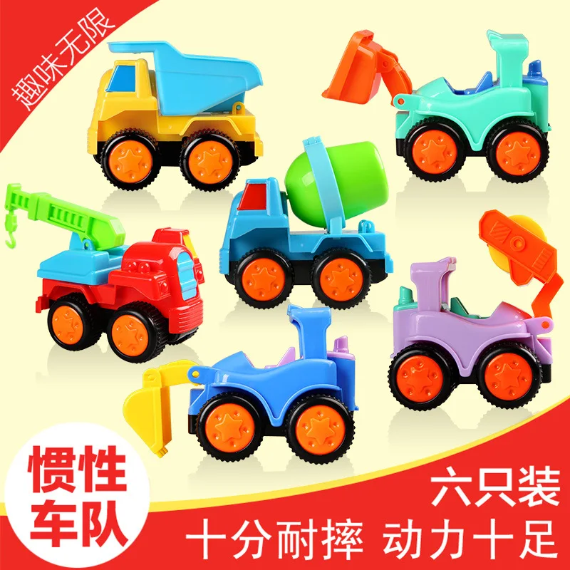 

Baby Inertia Car 6 Engineering Vehicle Children Toy Car Package Excavator Mixer Truck Model Toy