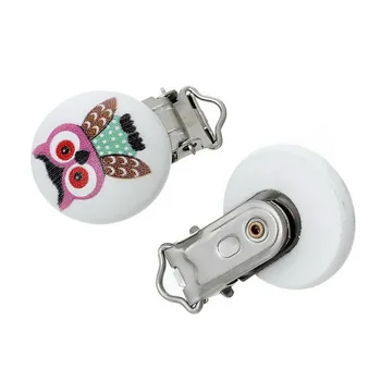 

Baby Pacifier Clips Holders Wooden Round Cute Infant Soother Clasps Funny Accessories High Solid Color 4.4 x2.9cm